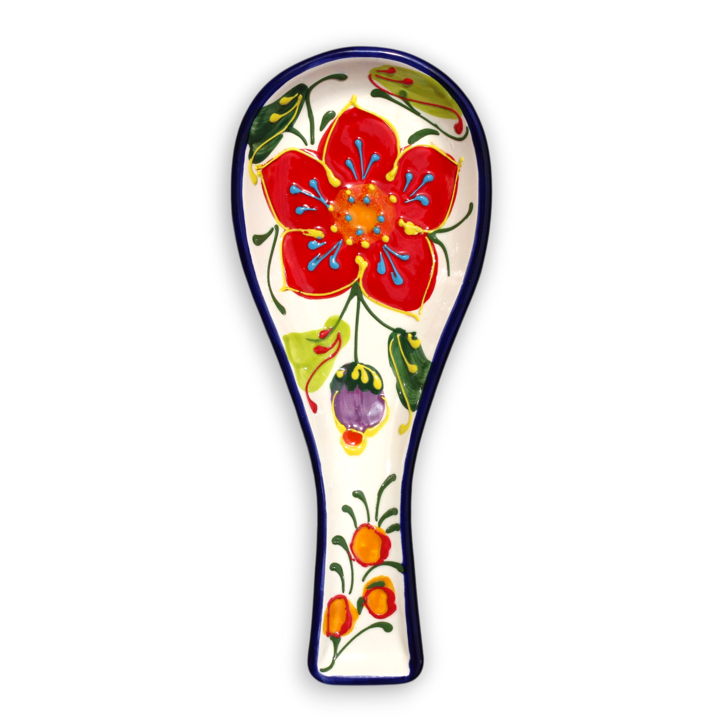 Ceramic spoon rest with floral design