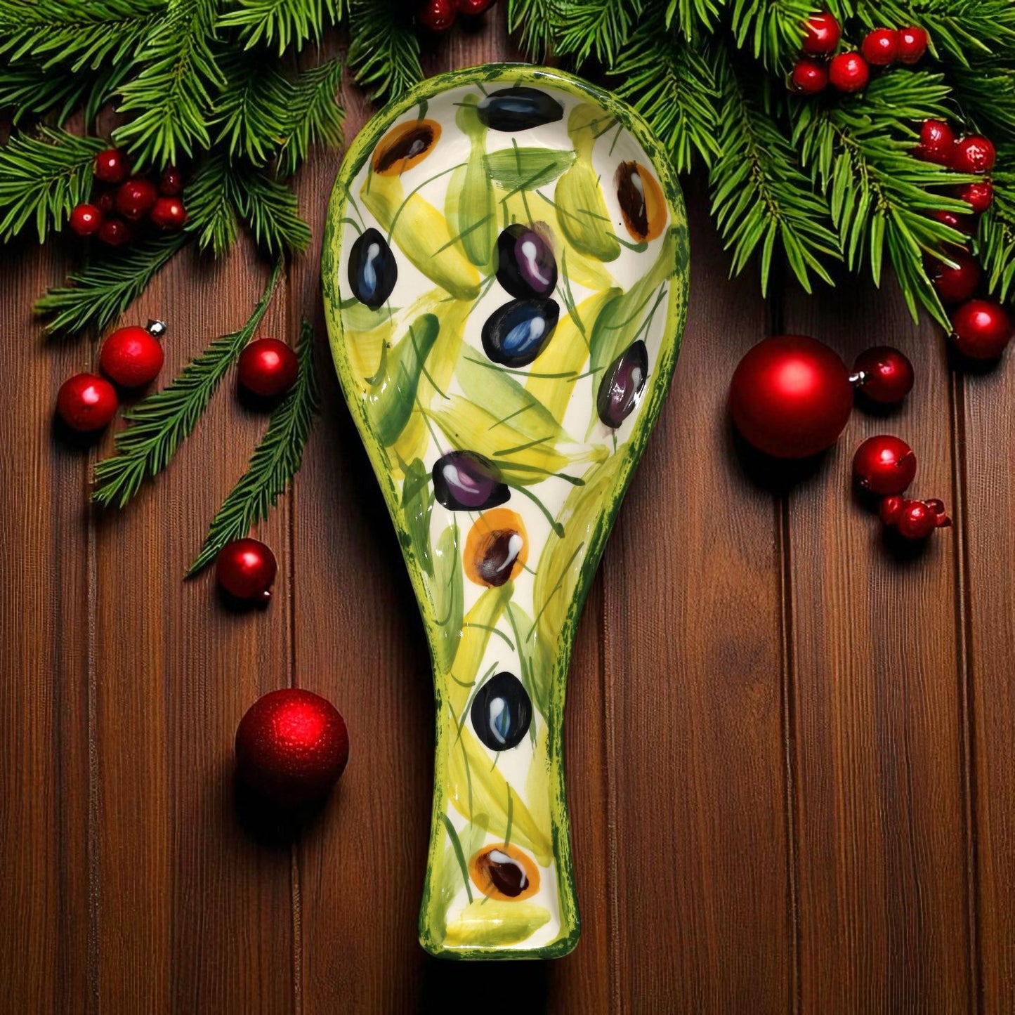 Olive Ceramic Spoon Rest
