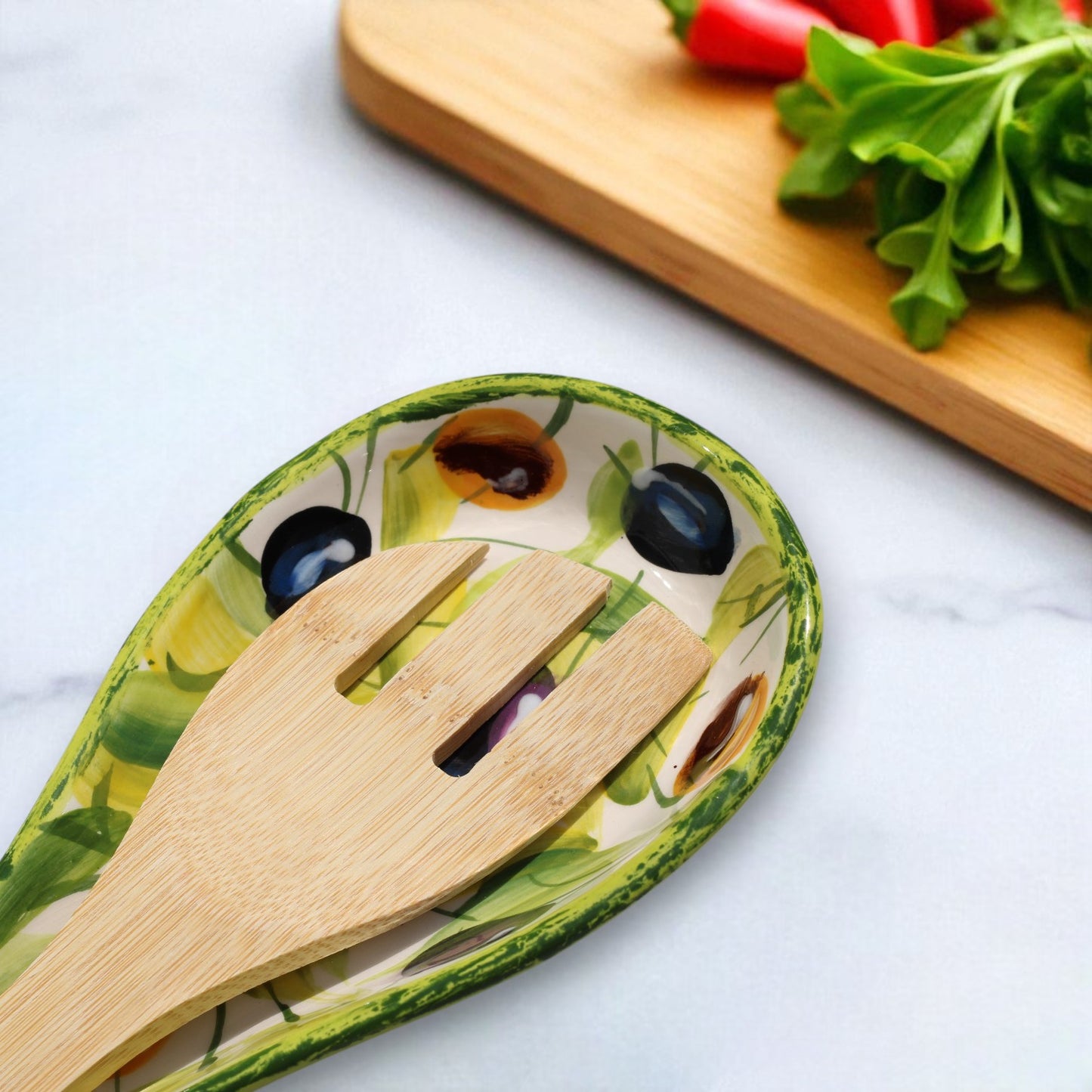 Olive Ceramic Spoon Rest