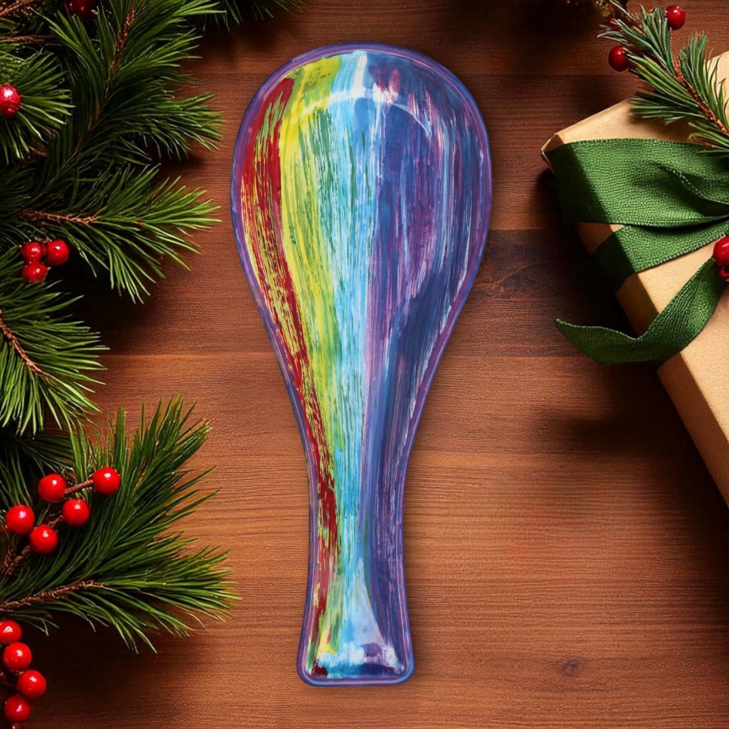 Rainbow Ceramic Spoon Rest