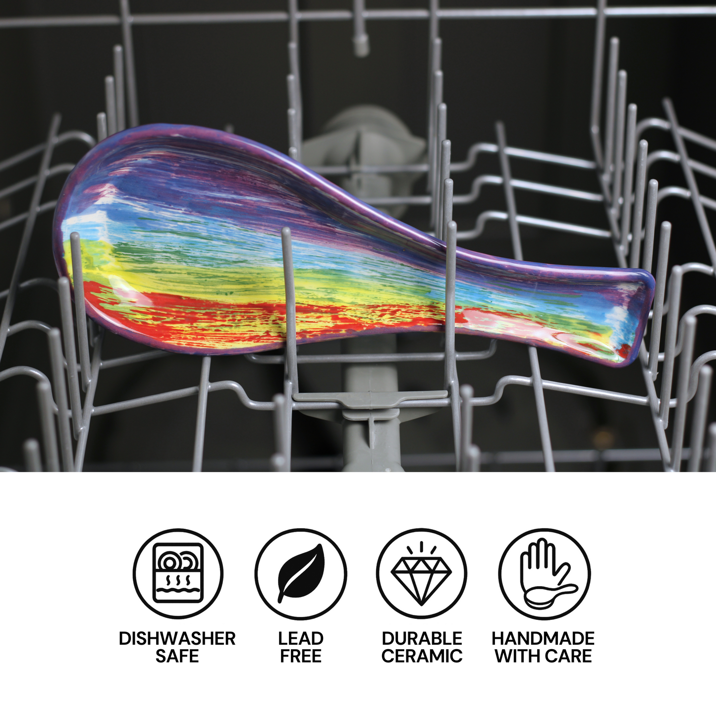 Rainbow Ceramic Spoon Rest