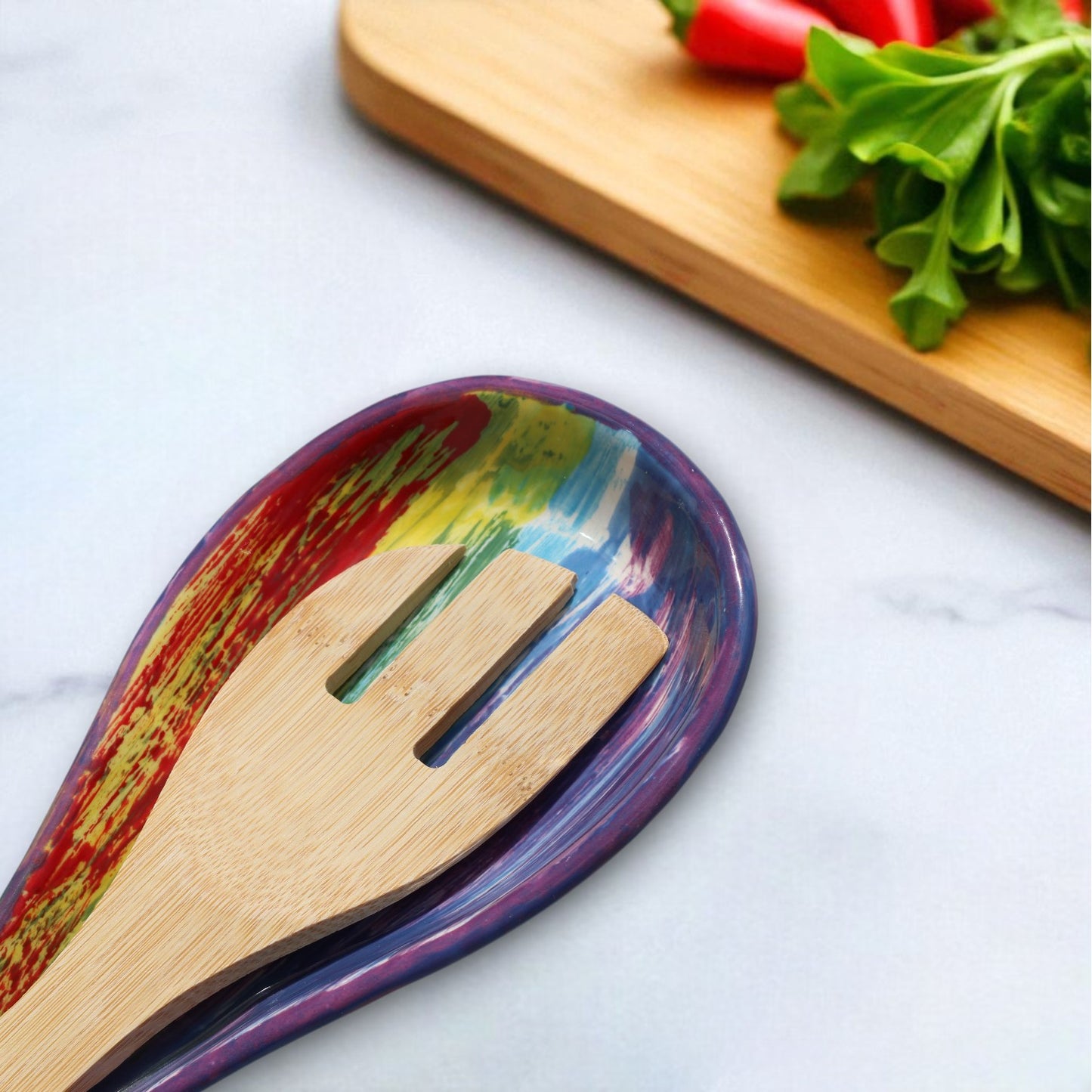 Rainbow Ceramic Spoon Rest
