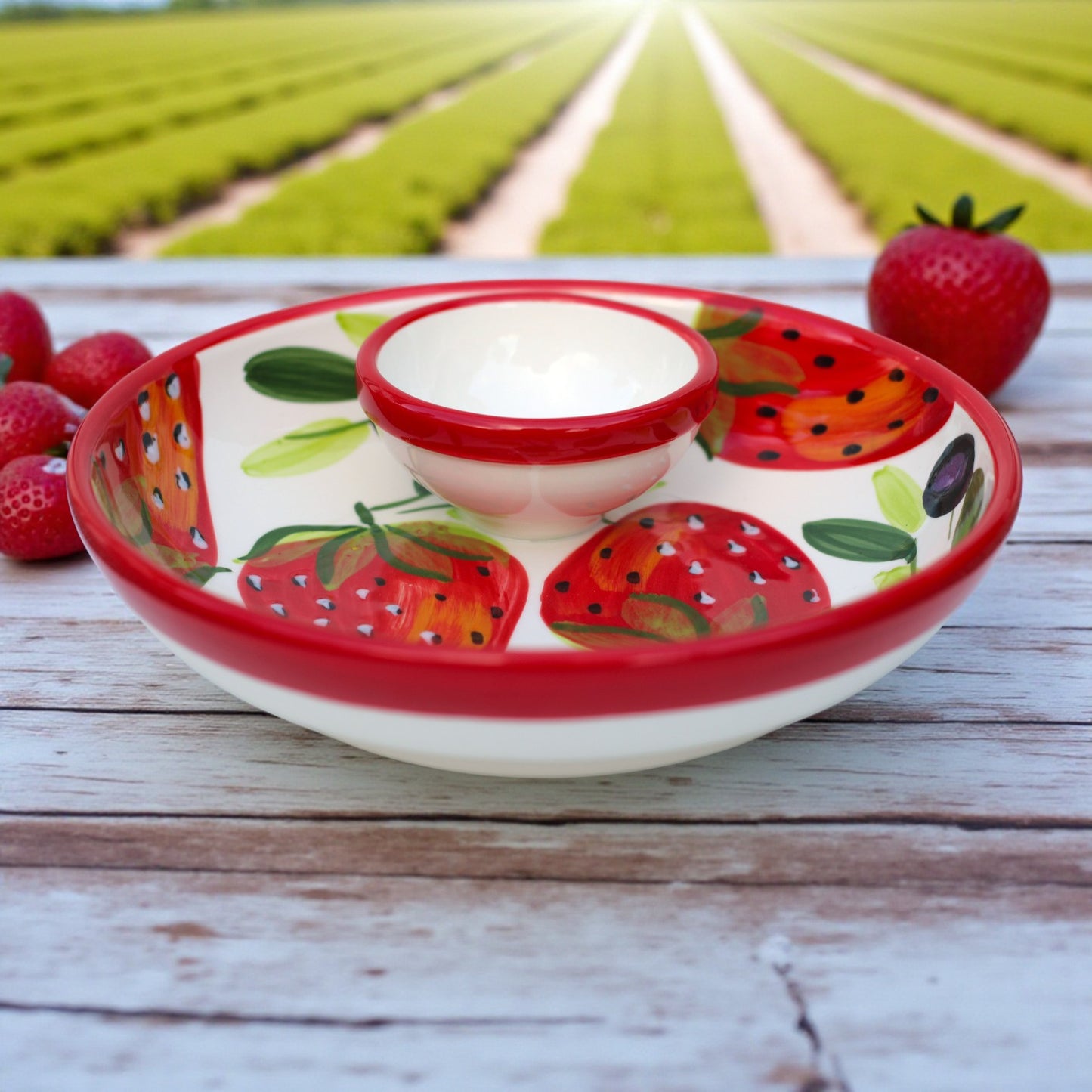 Strawberry Ceramic Dipping Bowl