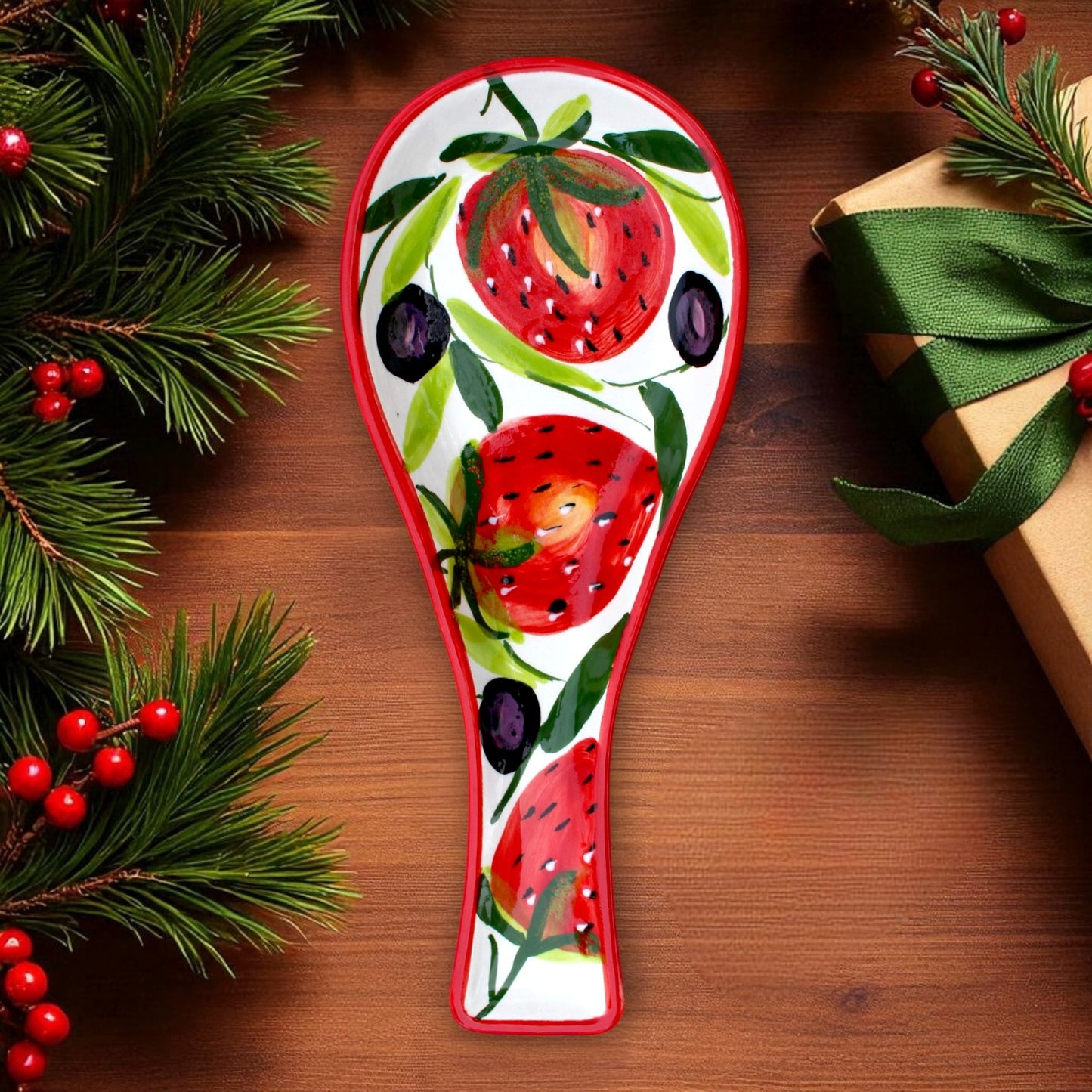Strawberry Ceramic Spoon Rest