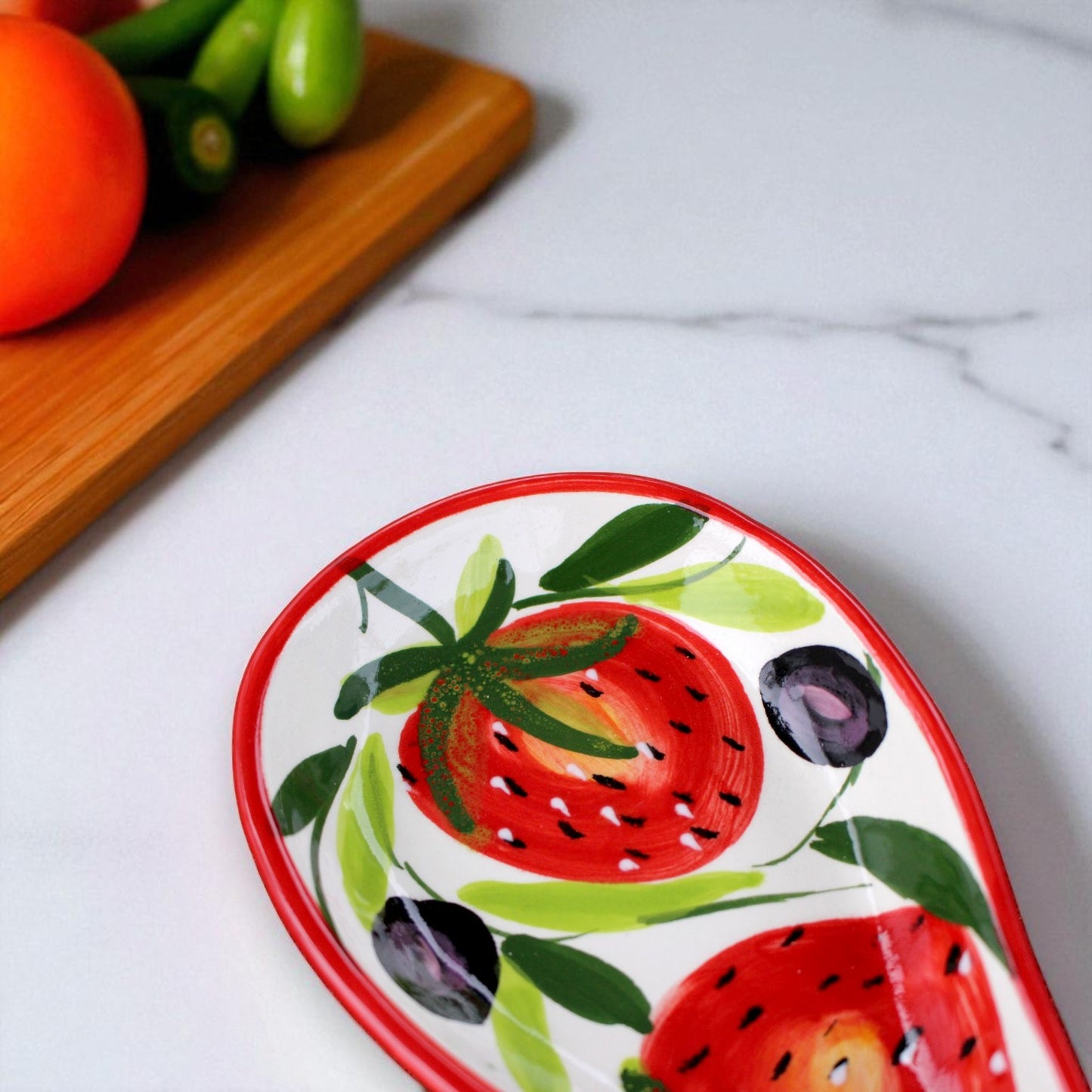 Strawberry Ceramic Spoon Rest