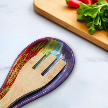 Rainbow Ceramic Spoon Rest